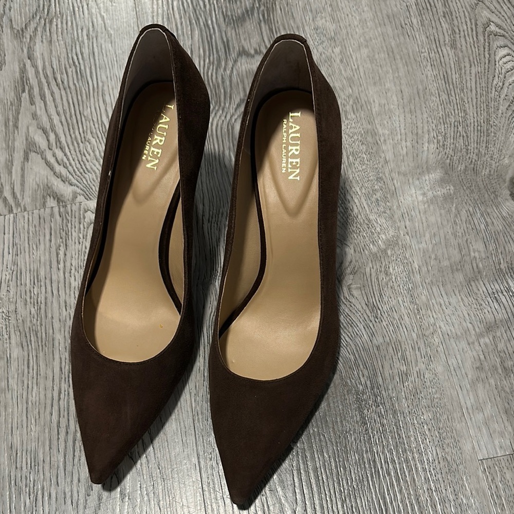 Ralph Lauren Brown Heels Elegant Suede Design